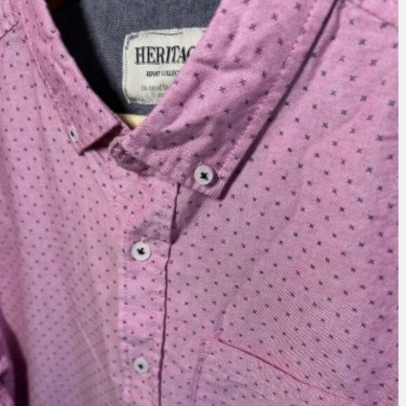 Heritage Report Collection Shirt Mens Size Medium Slim Fit Long Sleeve Pink Blue - Picture 7 of 10